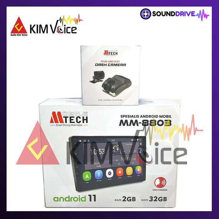 Head Unit Android Mtech MM-8803 + Kamera DVR Voice Command RAM 2/32GB - 9 inch