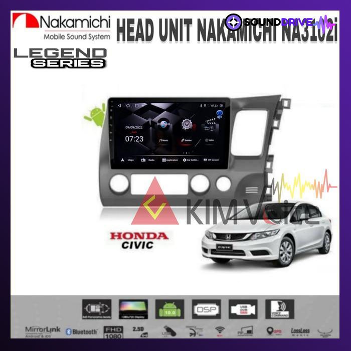 Head Unit Android Nakamichi 10 inc OEM Honda Civic 2006-2011 soket pnp - RAM 4/64GB