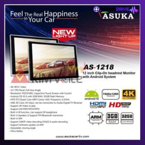 Headrest Android clip on ASUKA AS-1218 12.1 inch