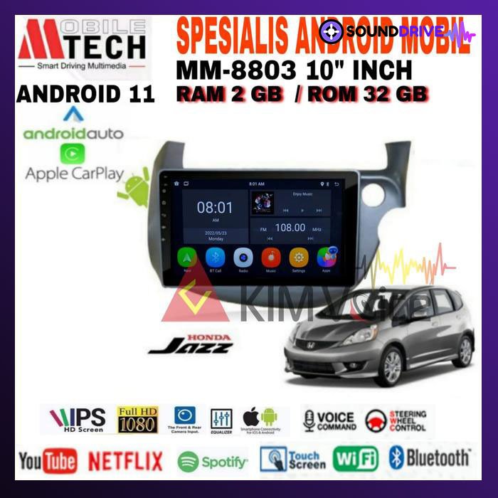 Head Unit Android Mtech 10 inch OEM Honda Jazz 2008-2012 Soket PNP