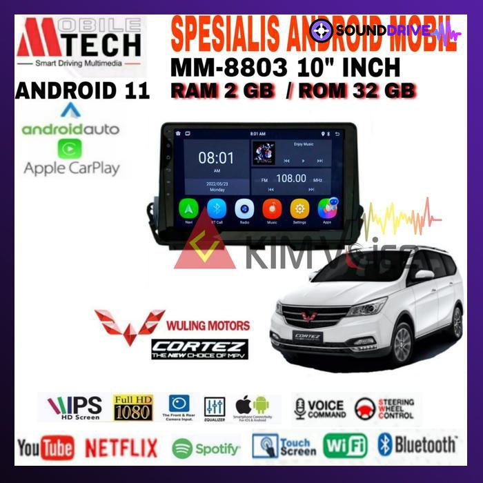 Head unit Android Mtech 10 inch OEM Wuling Cortez 2017 up Soket pnp