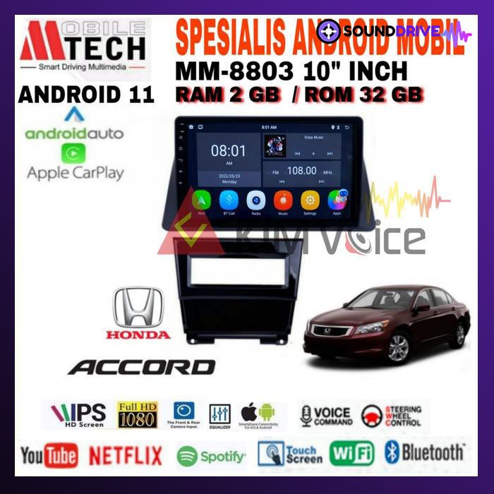 Head unit Android Mtech 10 inch OEM Honda Accord 2008-2012 Soket pnp - Soket PNP n MID - Image 2