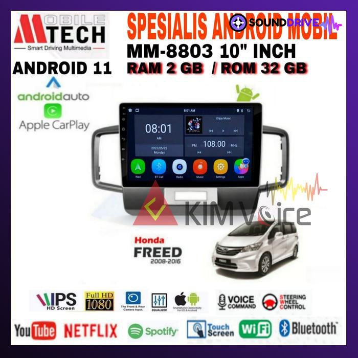 Head Unit Android Mtech MM-8803 10 inch OEM Honda Freed Soket pnp - Hazard Atas - Image 2