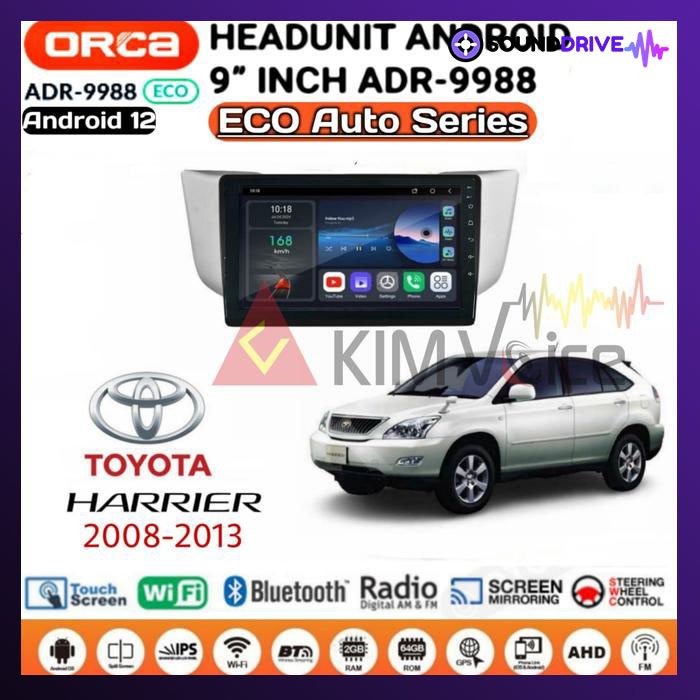 Head Unit Android Orca Eco OEM Harrier 2003-2013 9 inch