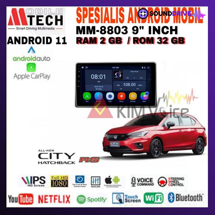 Head Unit Android Mtech 9 inch OEM Honda City 2021 Up Soket PNP - 4/64GB