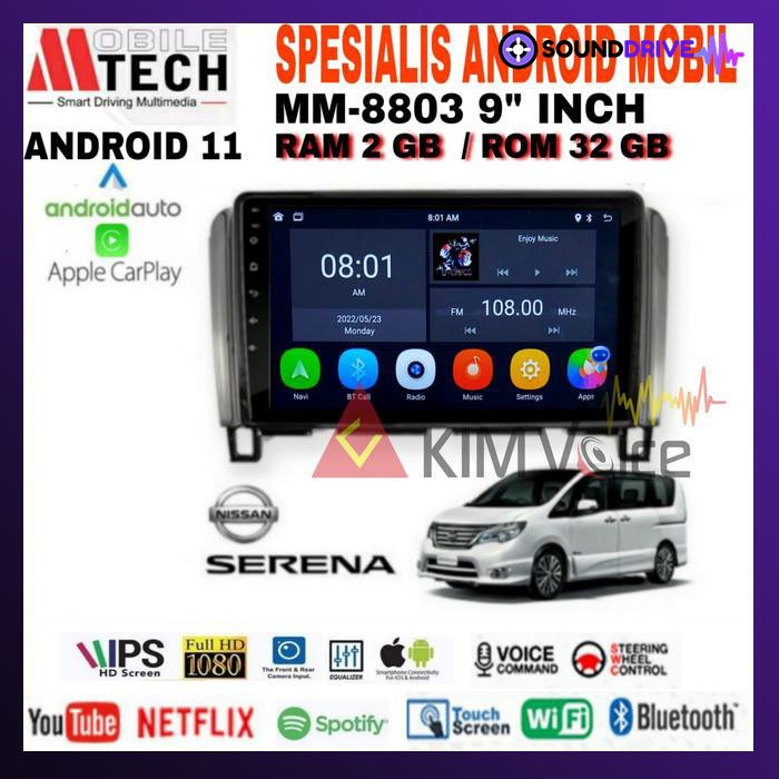 Head Unit Android Mtech 9 inch OEM Nissan Serena C26 Soket PNP - 4/64GB