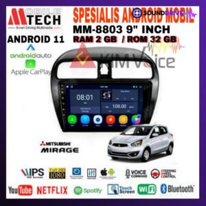 Head Unit Android Mtech 9 inch OEM Mirage Soket PNP - 4/64 GB