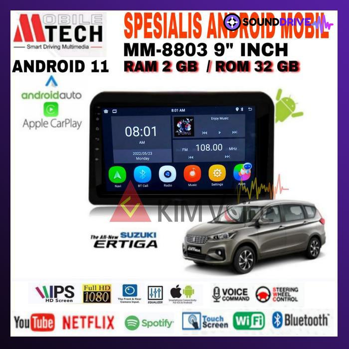 Head Unit Android Mtech 9 inch OEM New Ertiga Suzuki XL7 2019 Up PNP - 2/32GB, 9 inch