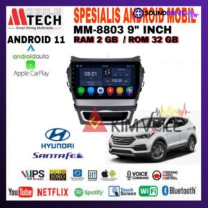Head Unit Android Mtech 9 inch OEM Hyundai Santa Fe 2012 Up Soket PNP - 2/32GB