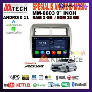 Head Unit Android Mtech 9 inch OEM Agya Ayla Soket PNP Silver, 4/64 GB