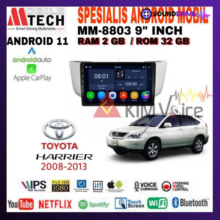 Head Unit Android Mtech 9 inch OEM Harrier 2003-2013 - RAM 2GB/32GB