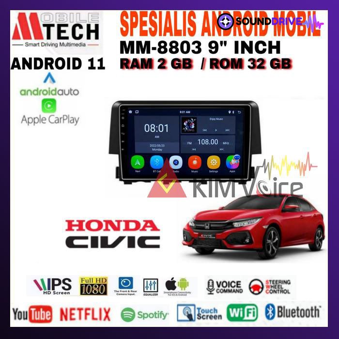 Head Unit Android Mtech 9 inch OEM Honda Civic Turbo 2016 Up soket PNP - 2/32GB
