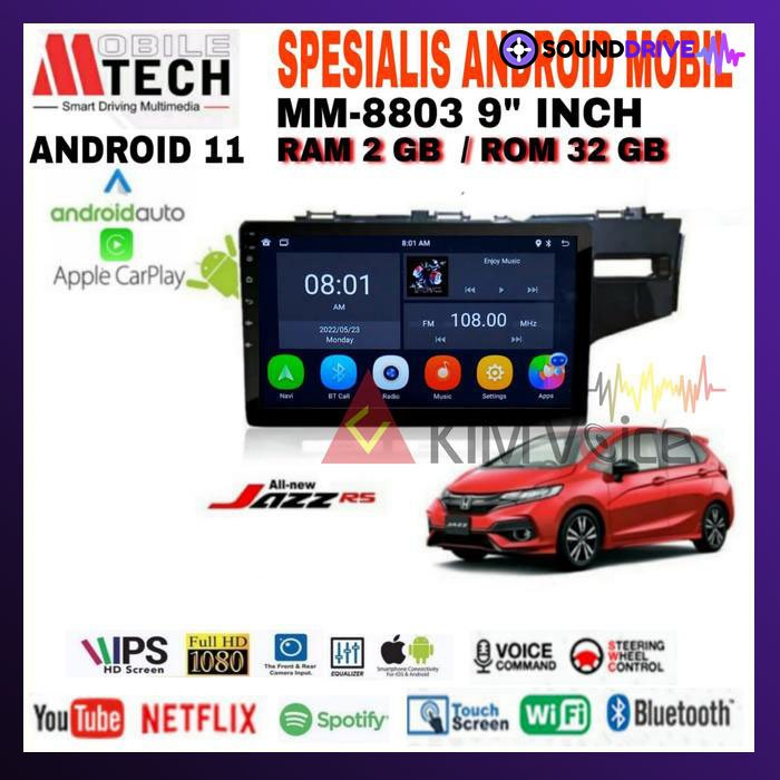 Head Unit Android Mtech OEM Honda Jazz 2014 Up 9 in 10 in soket PNP - 10 inch, 2/32GB