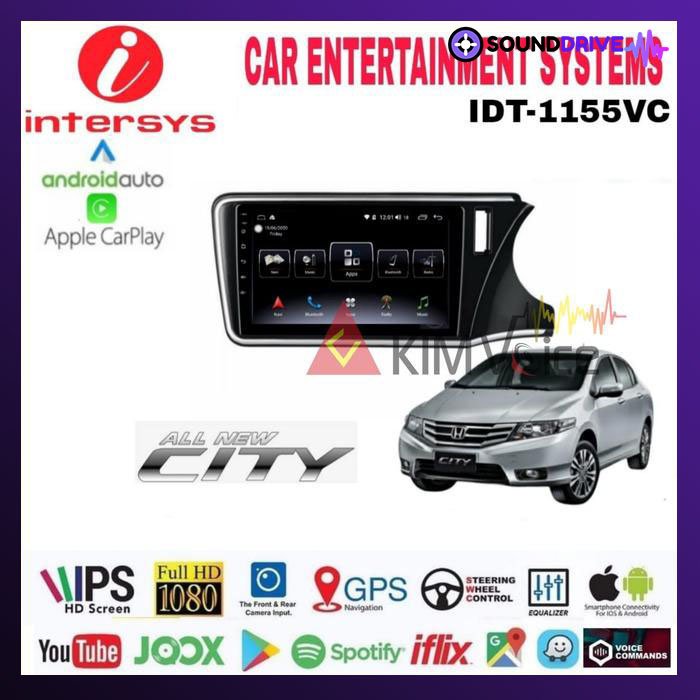 Head Unit Android Intersys 10 inch OEM Honda City 2015-2016 soket pnp