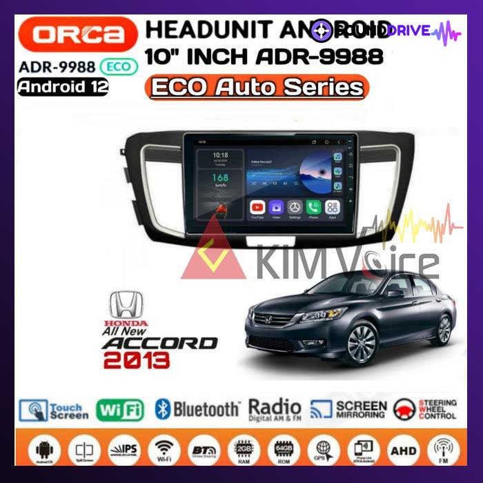 Head unit Android Orca Eco 10 inch OEM Honda Accord 2013 Soket PNP