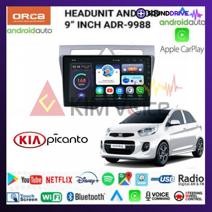 Head unit Android Orca 9 Inch OEM Kia Picanto 2008 up Voice Command