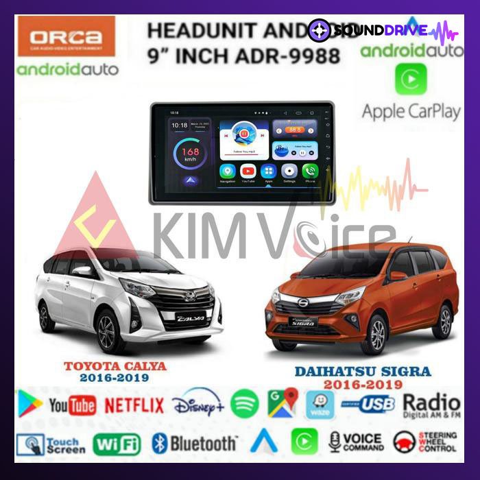 Head Unit Android Orca 9 inch OEM Sigra/Calya 2016-2019 Voice Command