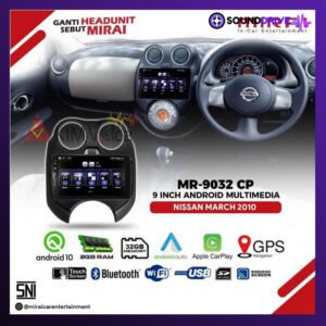 Head Unit Android MIRAI MR-9032CP 9 inch OEM Nissan March Soket pnp