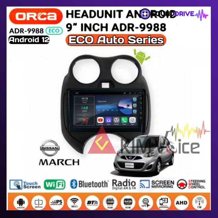 Head Unit Android Orca Eco 9 inch OEM Nissan March Soket pnp