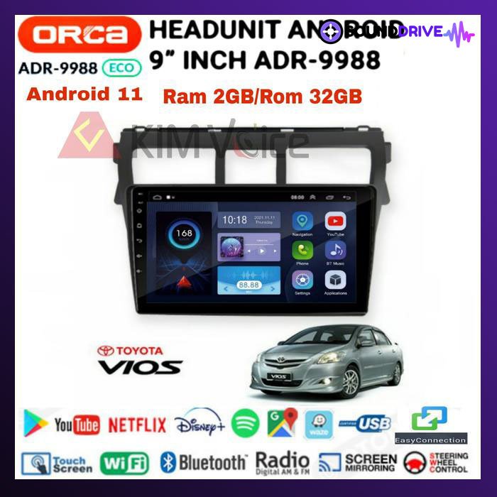 Head unit Android Orca Eco 9 Inch OEM Vios 2008-2012 soket pnp - silver