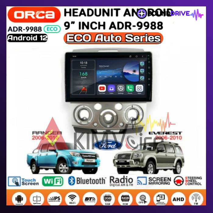 Head Unit Android Orca 9 inch OEM Ford Ranger Everest Mazda BT
