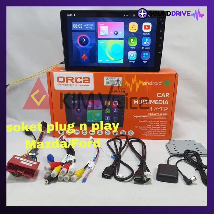 Head Unit Android Orca 9 inch OEM Ford Ranger Everest Mazda BT - Image 2