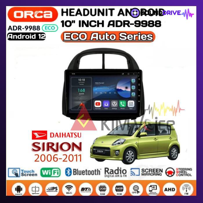 Head Unit Android Orca eco 10 Inch OEM Sirion 2008-2011 Soket pnp