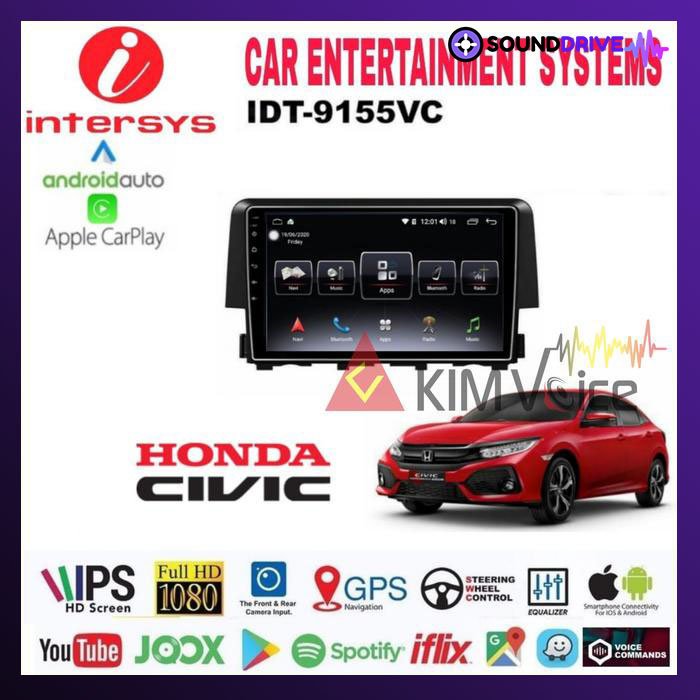 Head unit Android Intersys 9 Inch OEM Honda Civic Turbo 2016- 2018 pnp