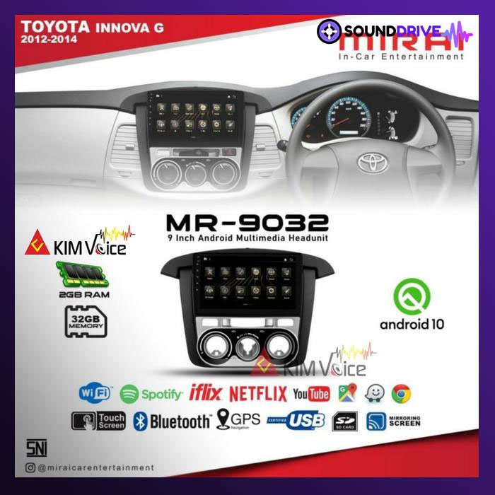 Head Unit Android MIRAI 9 inch OEM Toyota innova Tipe G 2012-2015