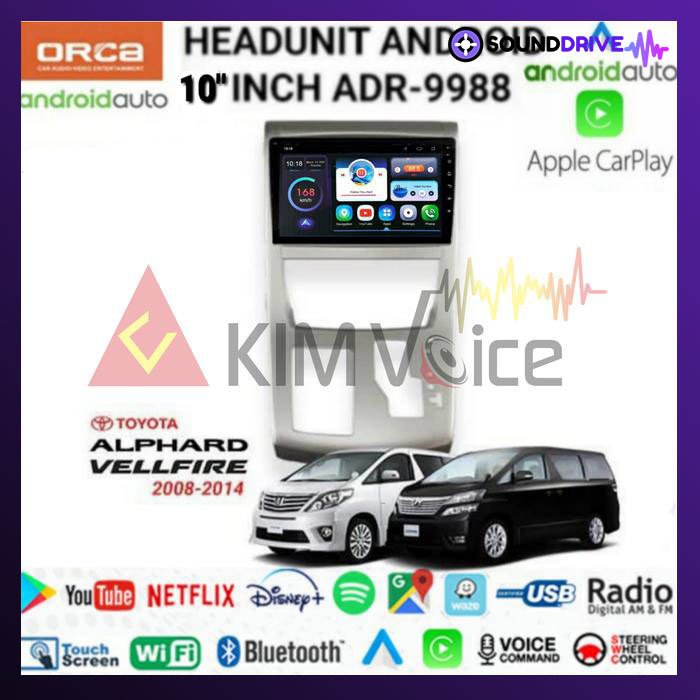 Head Unit Android Orca 10 inch OEM Alphard 2008-2014 Voice Command