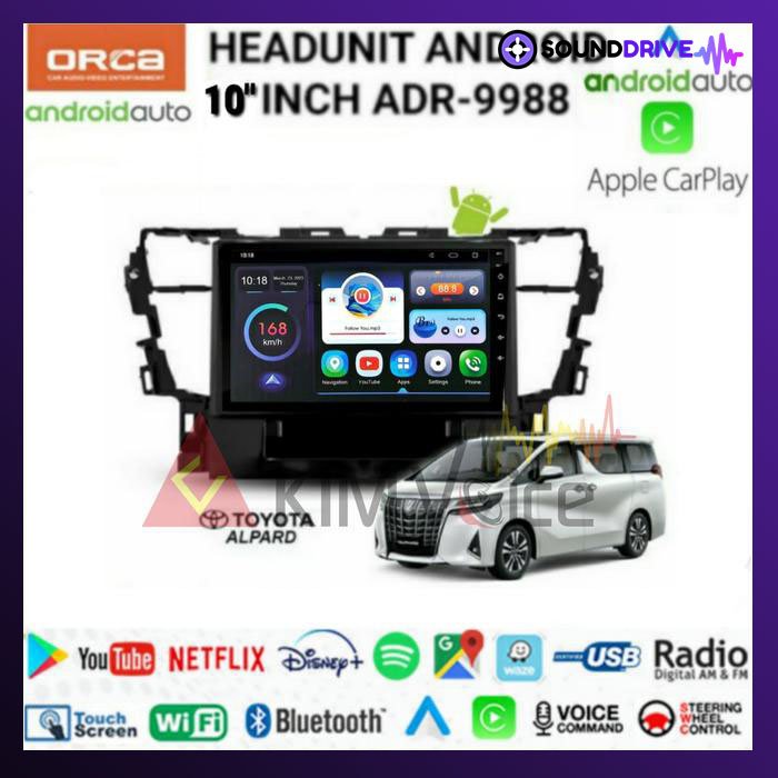 Head Unit Android Orca 10 inch OEM Alphard 2015 up Voice Command