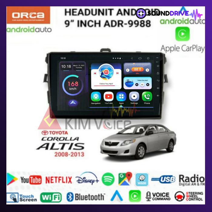 Head Unit Android Orca 9 inch OEM Altis 2008-2013 Android mobil