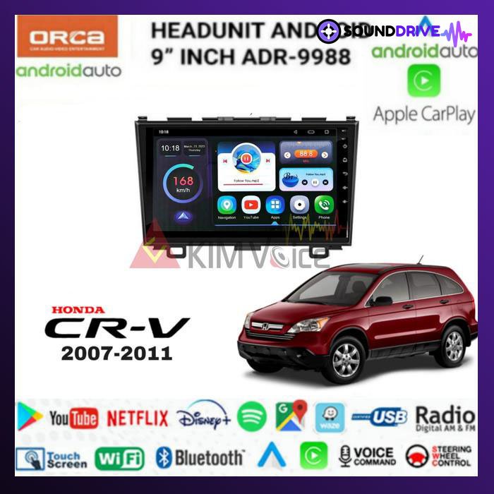 Head Unit Android Orca 9 Inch OEM CRV 2007-2011 + soket pnp