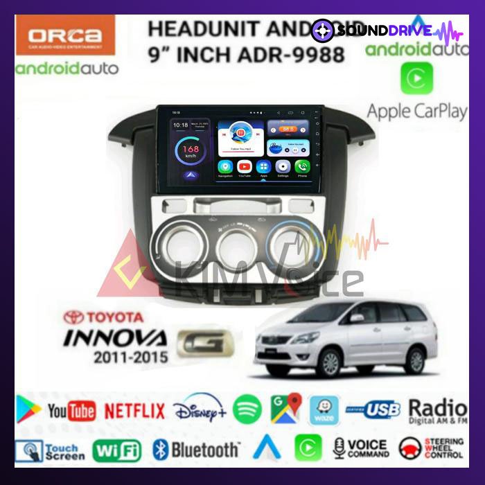 Head Unit Android Orca 9 inch OEM Innova Tipe G 2012-2015 Manual ac