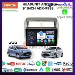 Head Unit Android Orca 9 Inch OEM Agya/Ayla soket pnp - Hitam